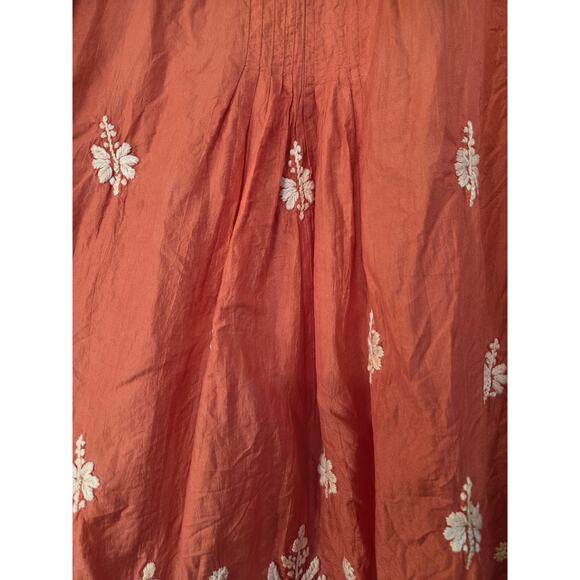 Leaves Of Grass New York Hand Embroidered 100% Silk Boho Luxe Blouse, Size XL - Picture 11 of 12